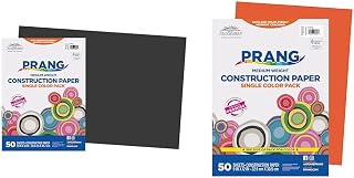 Prang Construction Paper Bundle - Black 12"x18" 50 Sheets & Orange 9"x12" 50 Sheets