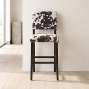 Brown Pine and Hardwood Bar Stool with Microfiber Seat by Furnifact – Pine, Local Hardwood, Plywood, Birch, Ca Foam, Microfiber, Rubberwood,MDF, Brown