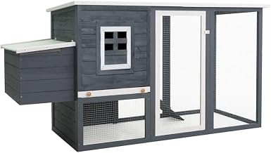 vidaXL Outdoor Chicken Cage Hen House with 1 Egg Cage Gray Wood