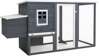 vidaXL Outdoor Chicken Cage Hen House with 1 Egg Cage Gray Wood
