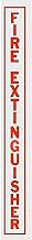 Vertical Decal Fire Extinguisher, Red Lettering On Clear Film