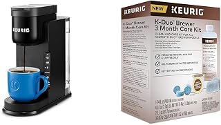 Keurig K-Express Coffee Maker, Single Serve K-Cup Pod Coffee Brewer, Black, 12.8” L x 5.1” W x 12.6” H & K-Duo 3 Month Care Brewer Maintenance Kit