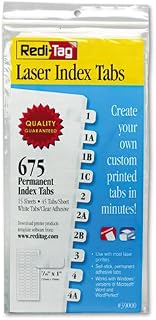 Redi-Tag Laser Printable Index Tabs, 7/16 x 1, White, 675/Pack
