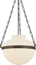 Troy Lighting Paradigm 1-Light 16" Pendant | Bronze | Opal Glossy Glass Shade | Modern Lantern Design | Large Student-Style Pendant Light | Sculptural Overhead Fixture | Damp Rated | Model F5116-BRZ