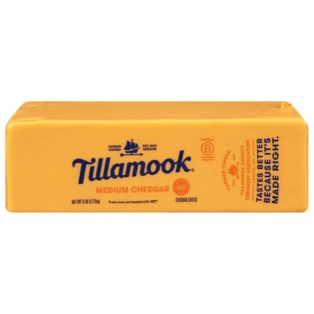 Medium Cheddar Cheese by Tillamook – 160 Ounce (Pack of 1), Pack of 2