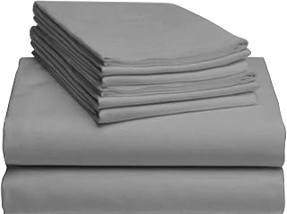 4 Piece 800-Thread-Count 100% Cotton Sheet Silver King-Sheets Set, Long-Staple Cotton -Bedding Sheets for Bed, Soft & Silky Sateen Weave Fits Mattress Upto 12'' Deep Pocket