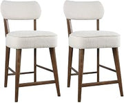 Starlight Canyon Home Boucle Fabric-Upholstered Counter Bar Stools Mid-Century Modern Set of 2, Kitchen Counter Height Island Chairs, Walnut