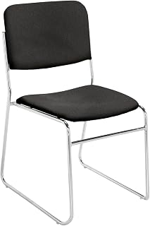 National Public Seating Fabric Padded Stack Chair Ebony Black