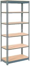 Global Industrial Heavy Duty Shelving 36" W x 12" D x 96" H with 6 Shelves, Wood Deck, Gray