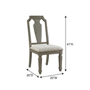 Linen-Upholstered Side Chair with Rubber Wood Legs by Furnifact – Wood, Beige Linen &Amp; Weathered Oak Finish, Pack of 2