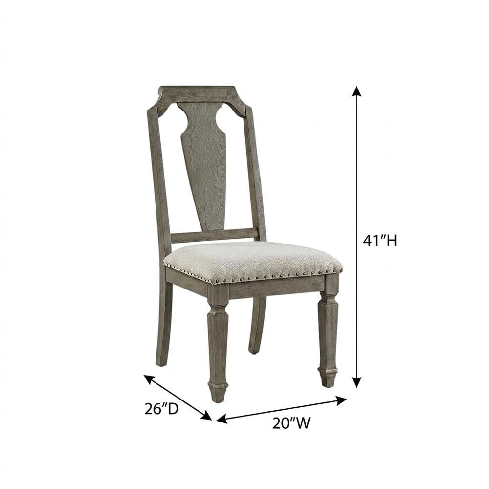 Linen-Upholstered Side Chair with Rubber Wood Legs by Furnifact – Wood, Beige Linen &Amp; Weathered Oak Finish, Pack of 2