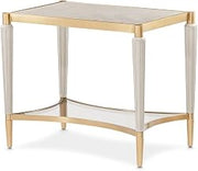 Michael Amini St. Charles Dove Gray End Table Solid and Manufactured Wood Poplar Solids Construction Single Piece Durable Design for Living Room and Bedroom Use