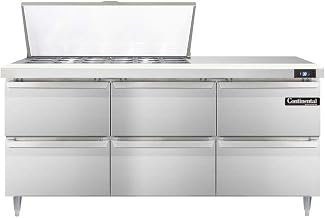 DL72-18M-D Designer Line Mighty Top Sandwich Unit, 72" W, With 18 Pan Top Openings & Six Drawers