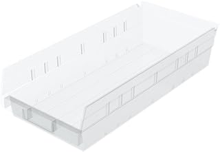 Akro-Mils 30158 Plastic Nesting Shelf Bin Box- 18-inch x 8-inch x 4-inch Clear C