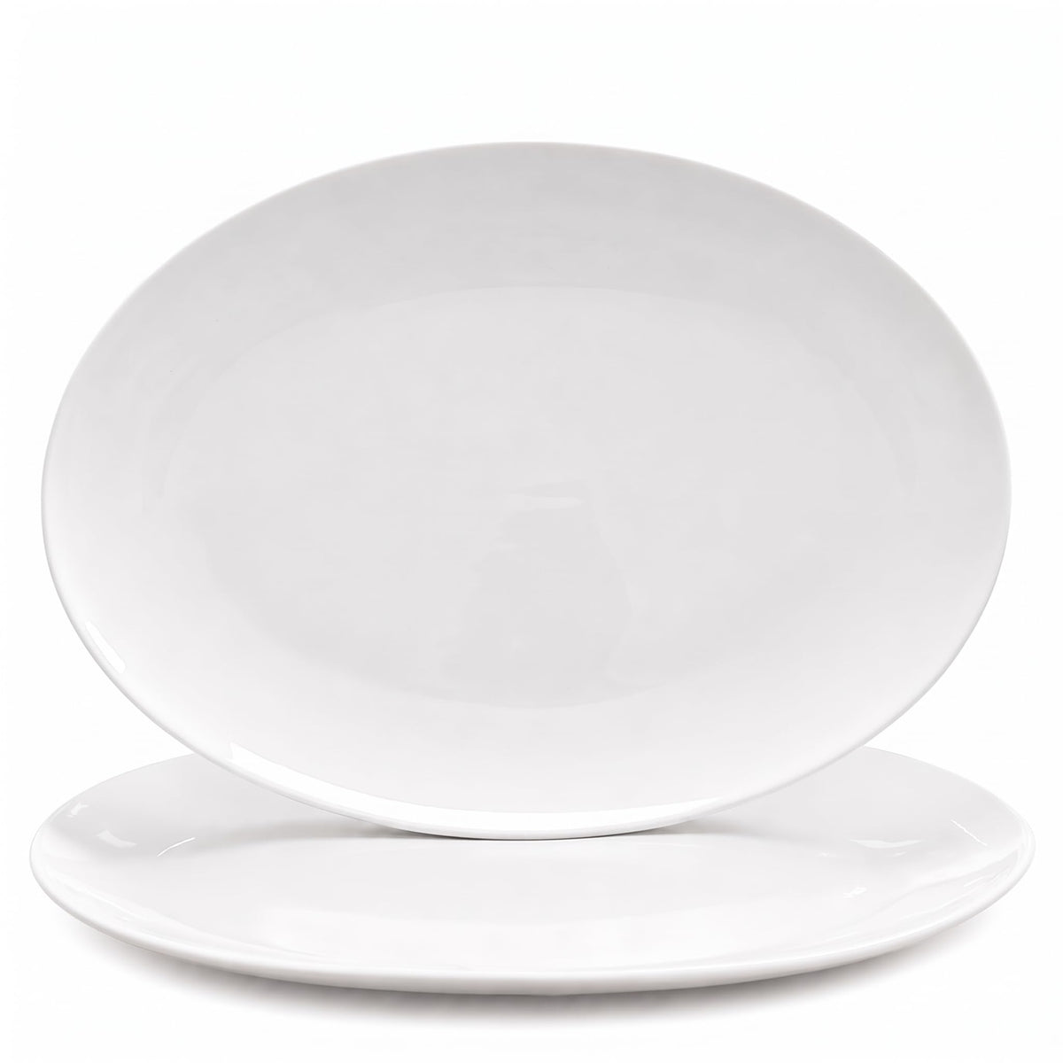 Yalong Porcelain Serving Platters, 14 Inch Oval, Set of 2, White