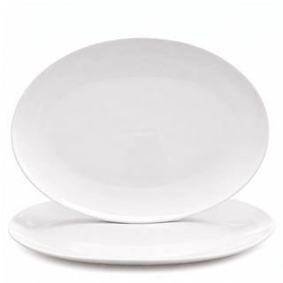 Yalong Porcelain Serving Platters, 14 Inch Oval, Set of 2, White