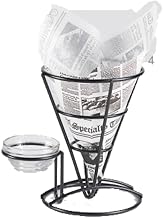G.E.T. 4-361644 Fry Cone Basket with Condiment Cup Holder, Iron Powder Coated, 5" Diameter x 7"H, Case of 12