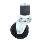 BK Resources 4" Polyolefin 2" Expanding Stem Swivel Caster for Work Tables – 4", Silver, Model 4SBR-4RA-LDP