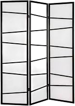 FurniFact Black 3-Panel Wood Room Divider, Folding Privacy Screen, Fabric Panels, Contemporary Style, 71 Inch Tall, Freestanding