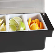 Tablecraft () 6-Compartment Black Plastic Condiment Holder by bar@drinkstuff – 6 Compartment, Plastic, Silver