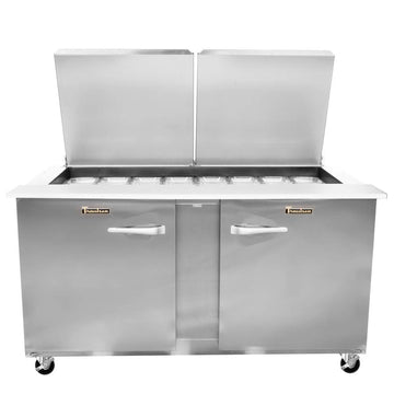 Dealers Choice Compact Prep Table Refrigerator With Low-Profile Flat Lid by Traulsen – Stainless-Steel/White, Model UST6012-LR-SB