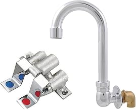 BK Resources BKFVSGS-G Single Pedal Knee Faucet Control Valve with 3.5" Splash Mount Gooseneck Swivel Spout