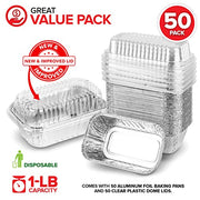 Stock Your Home Pans + Lids / 50 Pack / Silver Loaf Pans