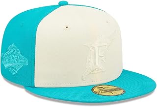 New Era Miami Marlins 59FIFTY 1997 World Series Patch Tonal Fitted Cap, 2Tone Hat (8) Light Blue White
