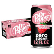 Dr Pepper Zero Sugar Strawberries and Cream / 12 FL Oz (Pack of 12) / 1 Soft Drinks