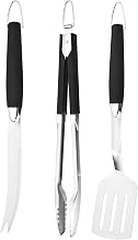 Hamilton Beach 3-Piece BBQ Tool Set: Stainless Steel Grilling Spatula, Tongs, and Knife