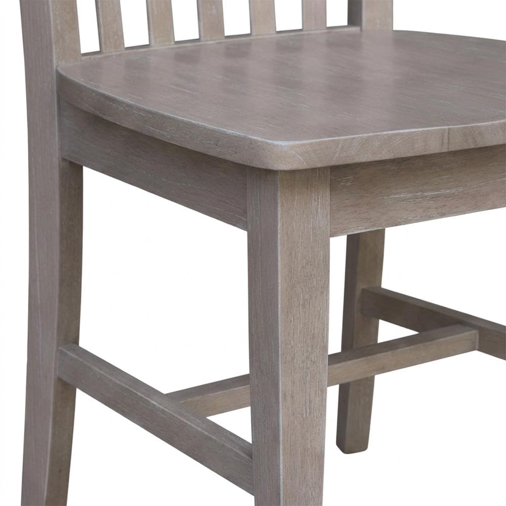 Solid Wood Dining Chair with Mission-Style Frame by Furnifact – Wood, Washed Gray Taupe, Pack of 2