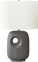 Monarch Specialties I 9674 Lighting, 26" H, Table Lamp, Dark Grey Ceramic, Ivory/Cream Shade, Contemporary