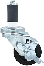 BK Resources 3" Hard Rubber 1-1/4" Expanding Stem Swivel Caster for Work Tables with Top Lock Brake, NSF, 300lb Capacity Per Wheel