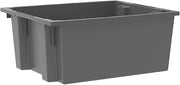 Akro-Mils 35225 Nest and Stack Plastic Storage Bins, Heavy Duty Industrial Strength Totes for Storage, Transportation and Material Handling Boxes, 23-1/2" L x 19" W x 10" H, Gray, 3-Pack