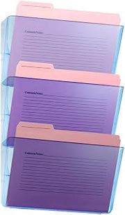 OIC Officemate Blue Glacier Wall Files, 15" x 13" x 4 1/8", Blue, Pack Of 3