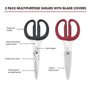 2-Piece Multipurpose Shear Set by KitchenAid – 2 Pack, Stainless Steel, Black, Model KE2PMSAOHASA