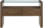 Steve Silver Garland Glass Top Sofa Table in Toffee Finish