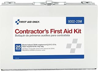 First Aid Only 9302-25M 25-Person Contractor's First Aid Kit for Home Renovation, Job Sites, and Construction Vehicles, 178 Pieces, White