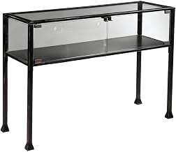 Furnifact Metal and Glass Console Table with Enclosed Terrarium Display, Indoor Plant Stand Entryway Sofa Table for Living Room or Hallway