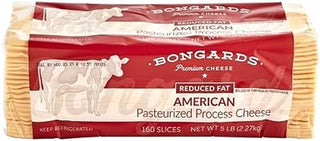 Bongards Yellow Reduced Fat Pasteurized Process American Cheese Slices, 5 Pound, 6 Pack Case, Made with Real Cheese