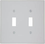 Leviton 2-Gang Toggle Device Switch Wallplate, Midway Size, 80509-W, White