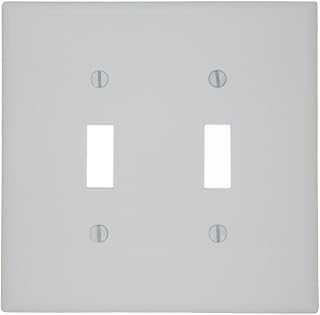 Leviton 2-Gang Toggle Device Switch Wallplate, Midway Size, 80509-W, White