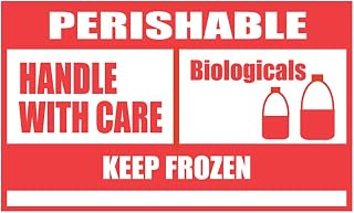 Polar Tech TAL514 Temperature Awareness Label, Perishable Biologicals Keep Frozen, 5" Length x 3" Width