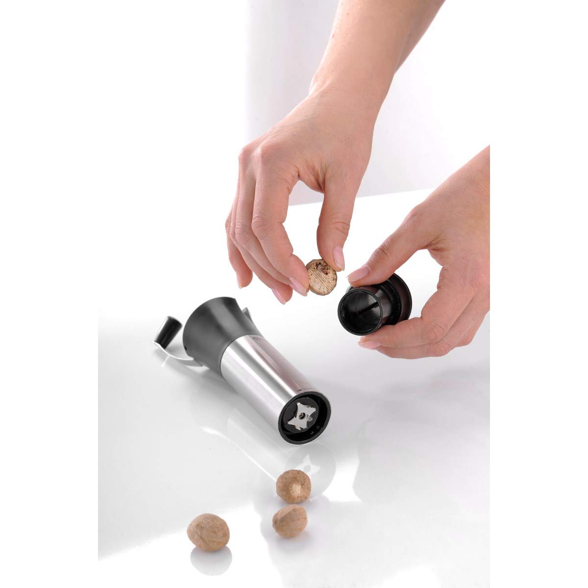 34670 Nutmeg Grater by GEFU – 18-8 Steel, Silver/Black, Model GF34670