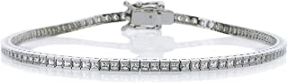 14K Gold 1.5mm 3.27 ct.tw Princess Cubic Zirconia Channel Set Tennis Bracelet