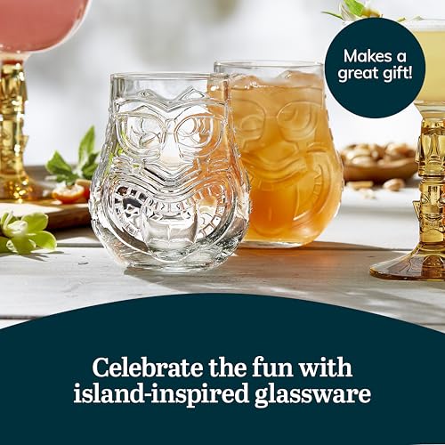 Libbey Tiki Faces / 4 Count (Pack of 1) / Tiki Mixed Drinkware Sets