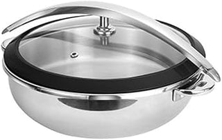 5994RB 4 Quart Orbit Chafing Pot, Round, 15-1/2" Diameter x 10"H, Black Rubber Edge