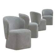 Solid Wood Upholstered Dining Chair with Castors by Starlight Canyon Home – Solid Hardwood,Plywood, Grey, Pack of 4