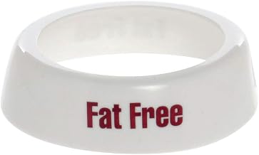 TableCraft CM19 Dispenser ID Collar, "Fat Free", fits Model Numbers 483 & 484, White Dishwasher Safe, Plastic Collar, Maroon Print, Made in USA, 1 Each