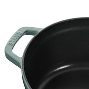 Cast Iron Round Cocotte 26 cm Eucalyptus by STAUB – 26 cm, 5.25 liters, eucalyptus, Model 11026121